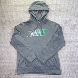 Nike Hoodie Sweater M Gray Therma Fit Pocket Fleece Logo